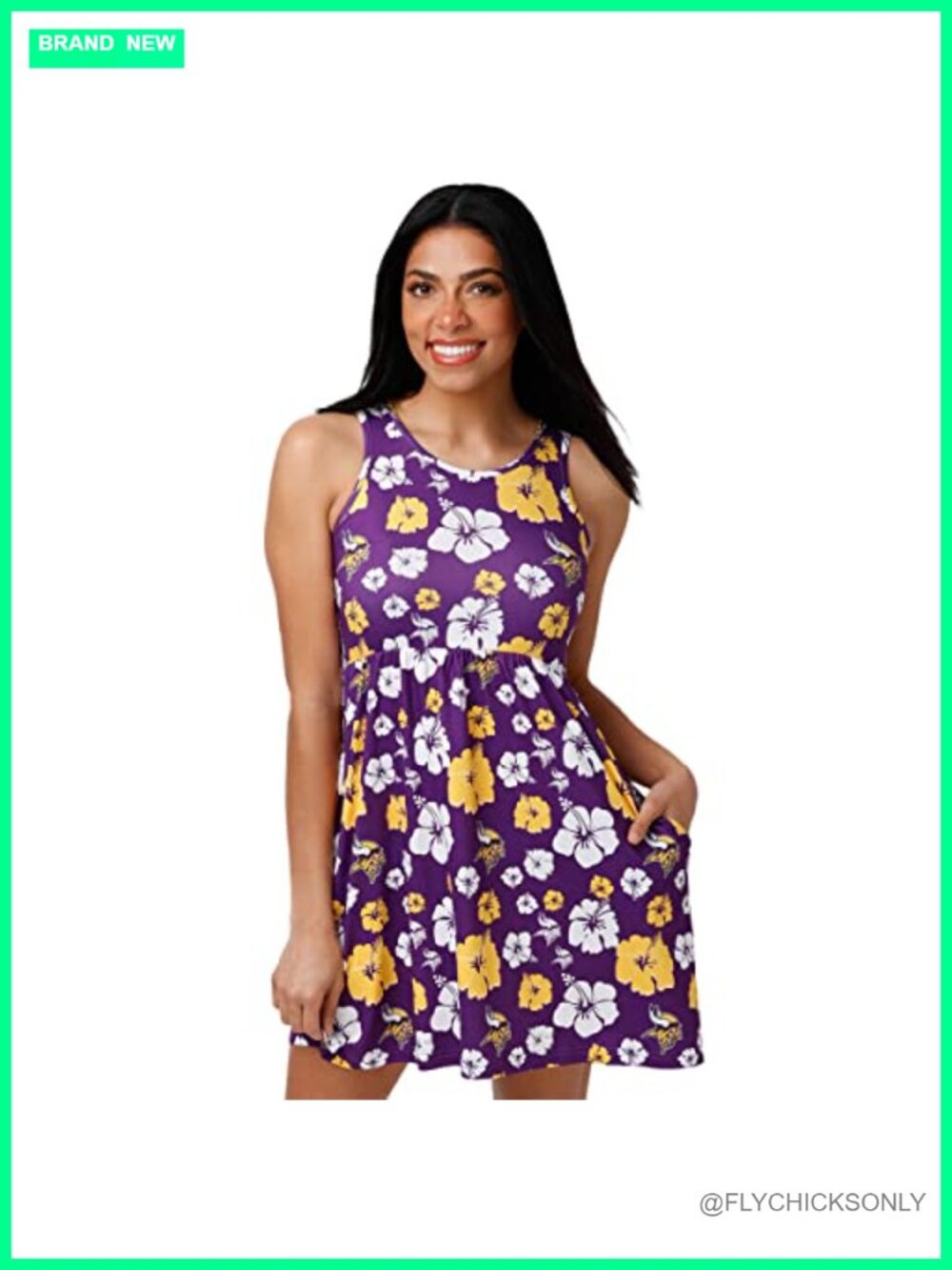 NFL Team Logo Floral Sundress A-Line Sleeveless Casual Mini